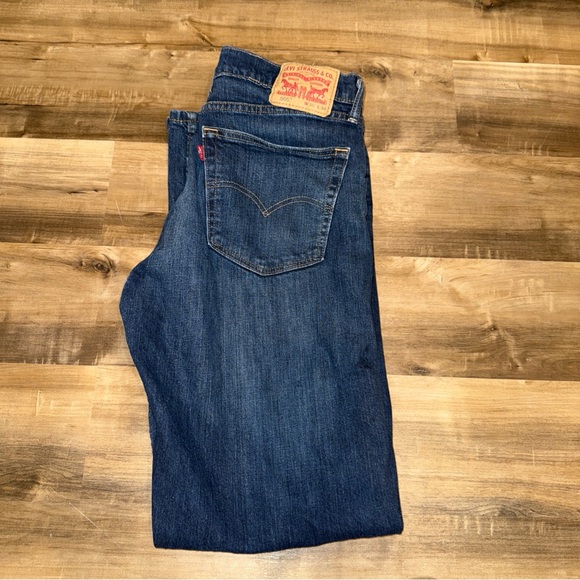 Mens Levis 505 36x34 Blue Jeans Straight Mid Rise Dark Wash - Picture 6 of 10